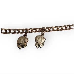 Vintage KREMENTZ Gold Filled Girl/Boy Head  Charm Bracelet- RARE